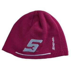 Snap-on Pink Womens Beanie Cap Hat Embroidered Spell-out logo